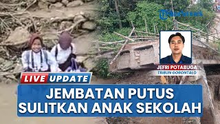 Jembatan Putus, Siswa di Pulubala Gorontalo Terpaksa Seberangi Sungai Berarus Deras Demi Sekolah