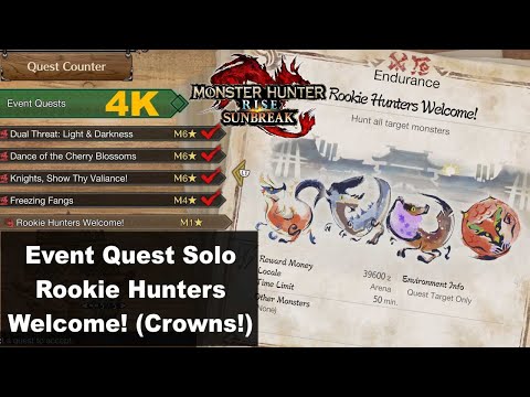 MHR Sunbreak Event Quest Solo - Rookie Hunters Welcome! (Crowns!)