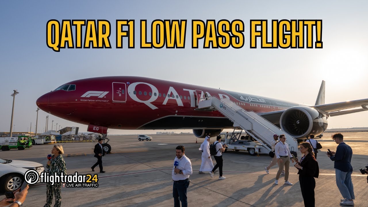 Onboard Qatar Airways 777 Low Pass over the F1 Circuit!