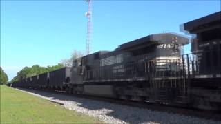 preview picture of video 'NS 77M Empty Coal Train in Midville, GA 4/20/14'