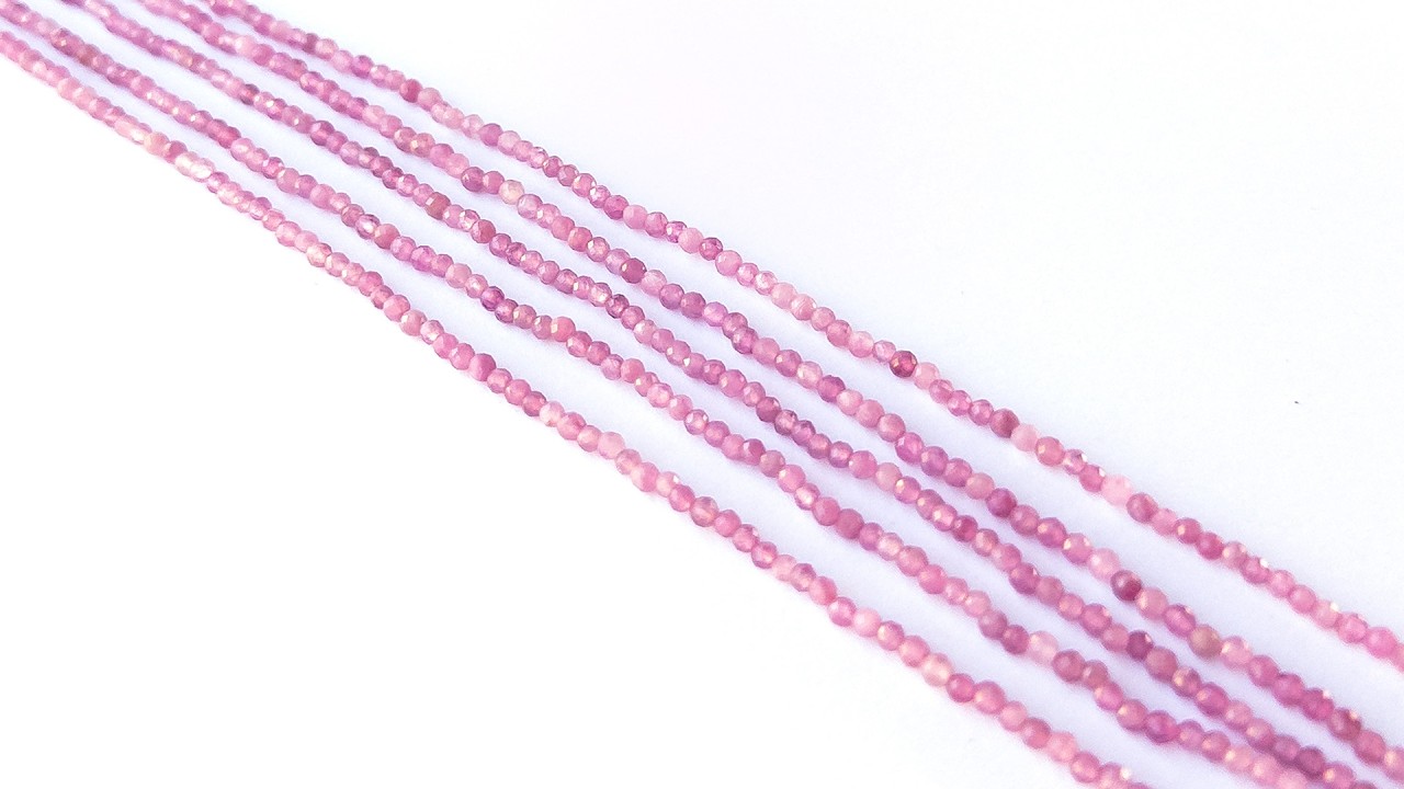 Pink Tourmaline | Faceted Rondelle | 2.4-2.5mm Bead Size | 31cm Strand Length video