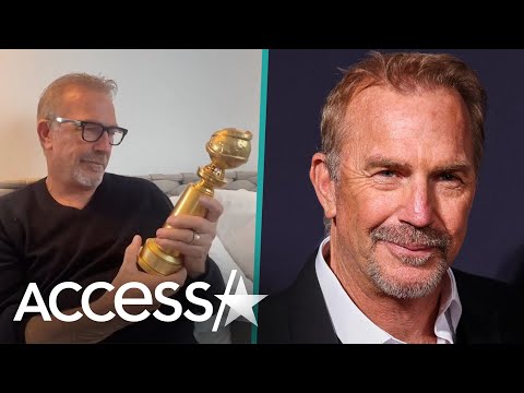 Kevin Costner Unboxes Golden Globe & Gives Speech From Bed