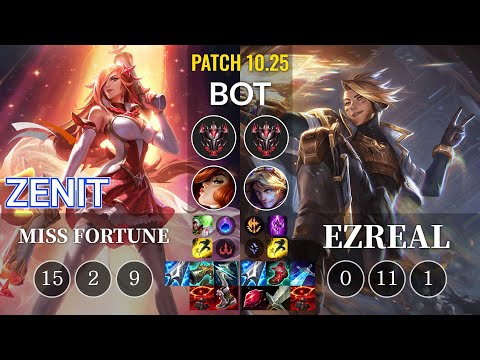 HLE Zenit Miss Fortune vs Ezreal Bot - KR Patch 10.25