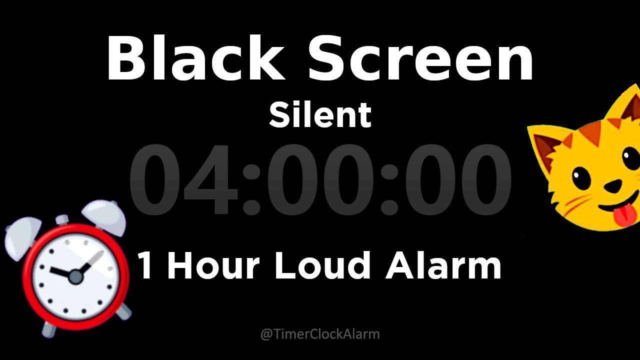 Black Screen 🖥 4 Hours Timer (Silent) 1 Hour Loud Alarm | Sleep and Relaxation