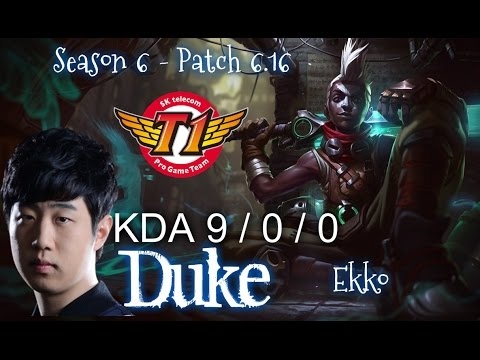 SKT T1 Duke EKKO vs SHEN Top - Patch 6.16 KR Ranked | League of Legends