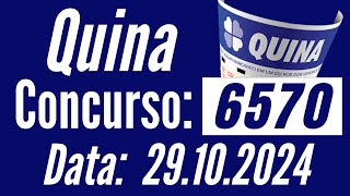 Resultado Quina, Quina 29/10, QUINA de hoje, RESULTADO da QUINA 6570, RESULTADO da QUINA 6570,