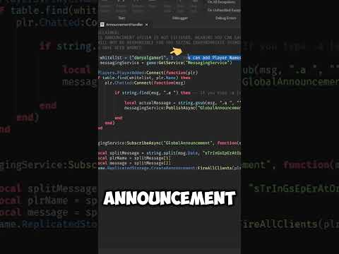 How to add Global Announcement in roblox studio Roblox Studio Tutorial #shorts #robloxstudiotutorial