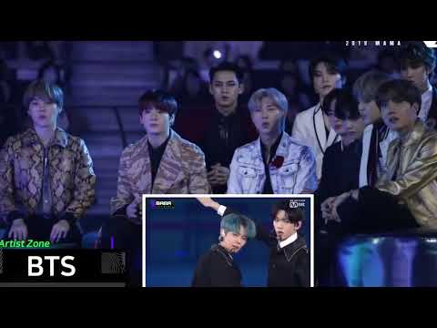 #BTS #TXT #MAMA2019     BTS Reaction to TXT Run Away At MAMA 2019