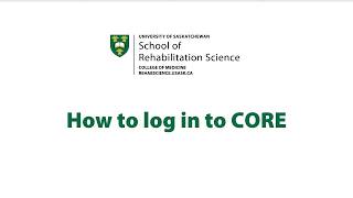 Video tutorial - How to log in to CORE