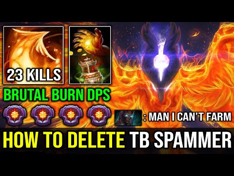 How to 100% Delete TB Spammer From Offlane with Crazy Burn DPS 23Kills Midas Phoenix Master Dota 2