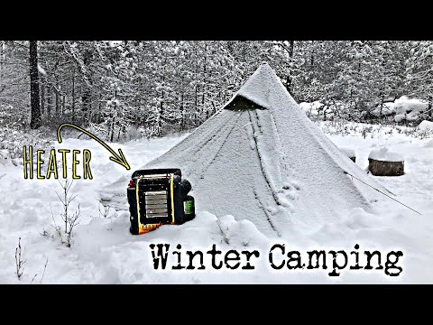 Winter Camping In Snowstorm With A Heated Tent