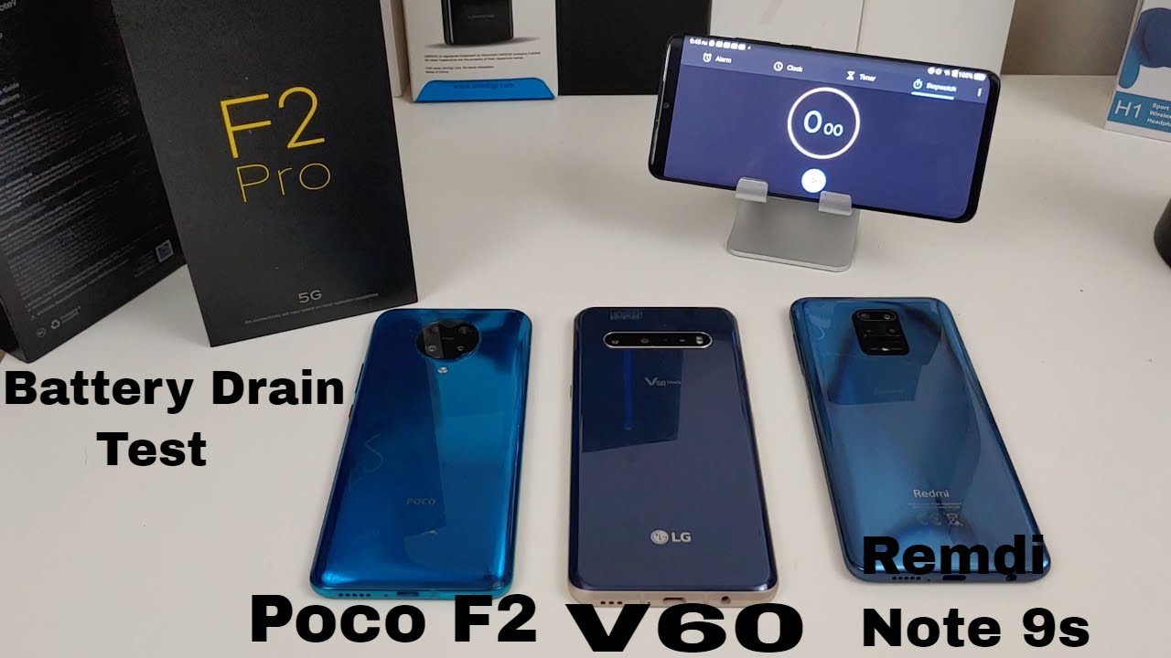 Poco F2 Pro vs LG V60 vs Redmi Note 9s Battery Drain Test- SHOCKING RESULTS