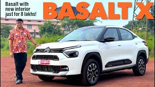 Citroen Basalt X എന്ന പുതിയ മോഡലിന്റെ ഉൾഭാഗം വിസ്മയകരമായ രീതിയിൽ ഭംഗി ആക്കിയിട്ടുണ്ട്.വിലയും കുറവ്
