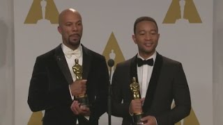 Raw video: Common and John Legend backstage at Oscars