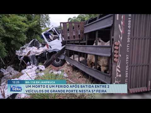 Jampruca: Um morto e um ferido em acidente com veículos na BR-116.