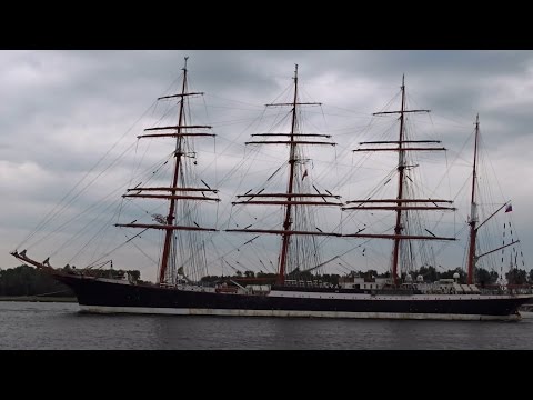 Russian Tall Ships (Sail 2015): Mir + Kruzenshtern + Sedov leaving Amsterdam