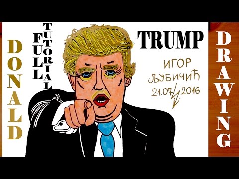 How to Draw DONALD TRUMP Step by Step Easy, color |...