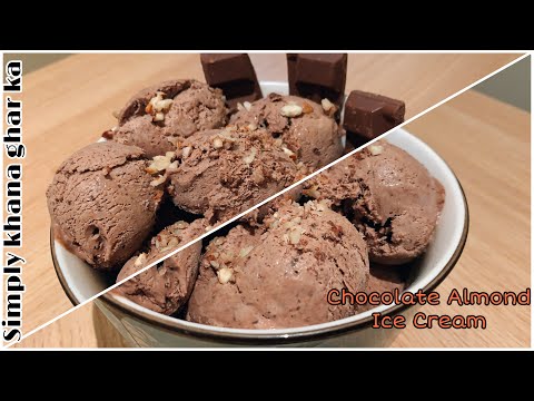 Chocolate Almond Ice Cream || Homemade Chocolate Ice Cream || Simply Khana Ghar ka