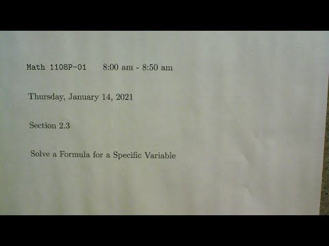 Math 1108P-01 Class on Thursday, January 14, 2021