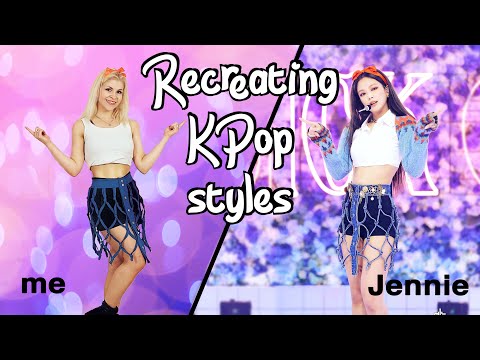 Recreating BLACKPINK Jennie's denim fish net skirt | Kpop fashion DIY