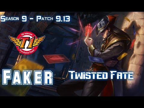 SKT T1 Faker TWISTED FATE vs AKALI Mid - Patch 9.13 KR Ranked