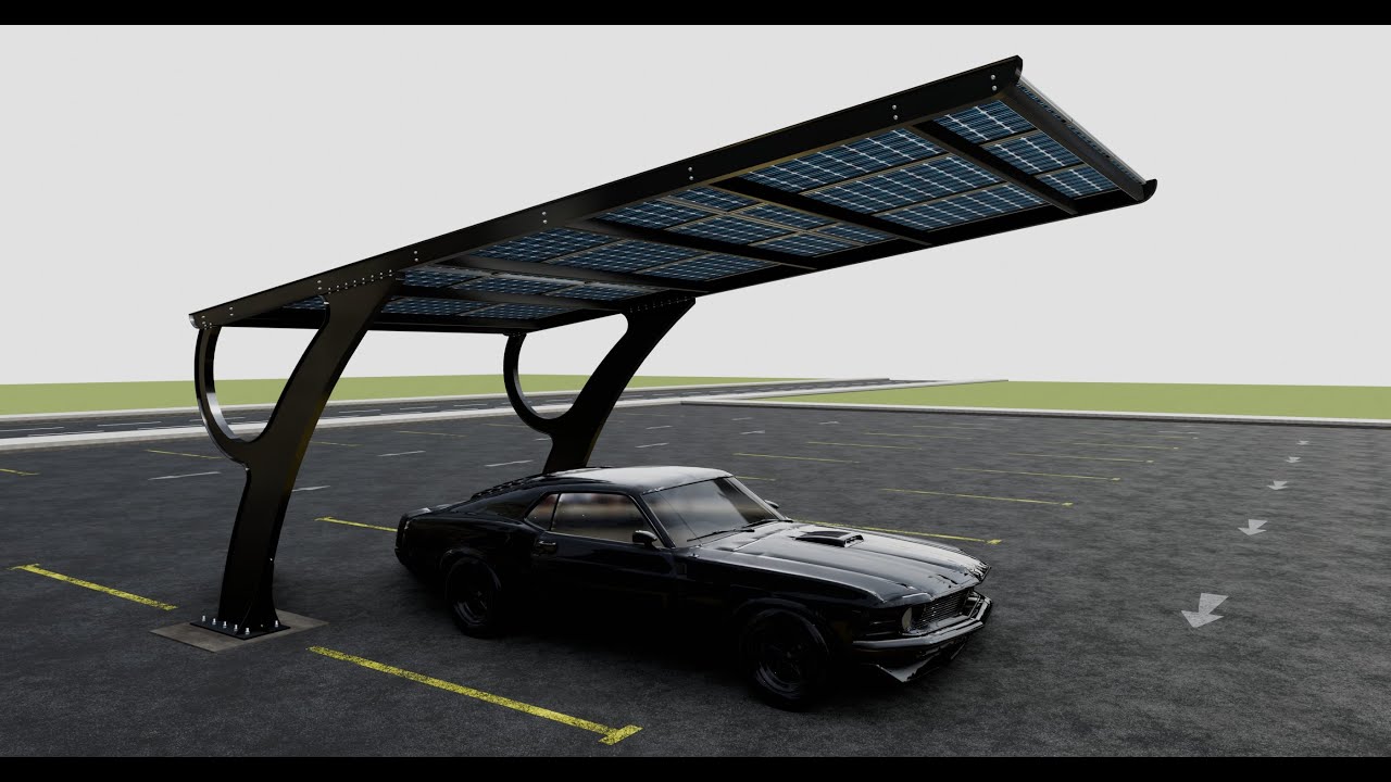 L TYPE MODERN SOLAR CARPORT TYPE-2 3D Model