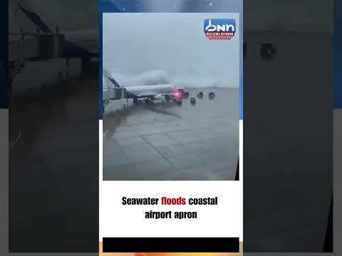AI Coastal Airport Flood Ocean Surges Planes Submerged