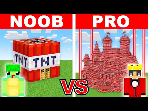 NOOB vs PRO: WORKING TNT HOUSE Build Challenge in Minecraft