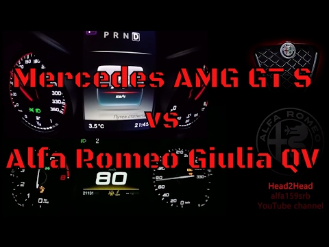 Mercedes AMG GT S VS ALFA ROMEO GIULIA QUADRIFOGLIO acceleration - NEW Head2Head! SERIES