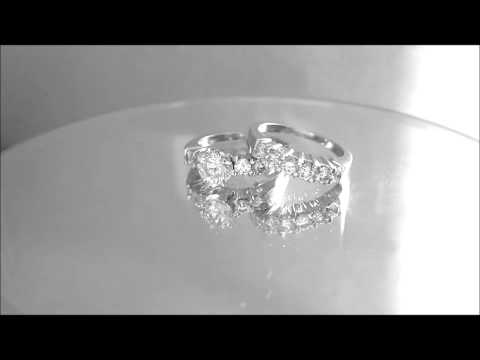 14K WHITE GOLD ROUND CUT DIAMOND ENGAGEMENT RING AND BAND ART DECO 1.76CTW - KNR INC - 350