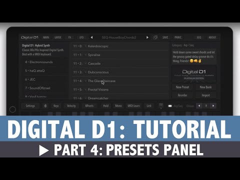 AudioKit Digital D1 Tutorial: Part 4 - Presets Panel