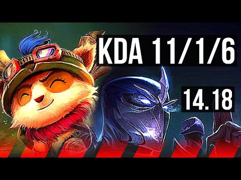 TEEMO vs SHEN (TOP) | 11/1/6, Legendary, Rank 11 Teemo | NA Master | 14.18