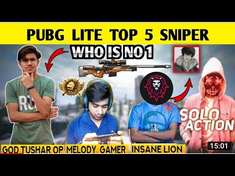 🔥ToP 5 Sniper In Pubg MLite ||GoDTusharOP,InsaneLion,Melody,SoloAction,AWMxChirag Best AWM HeadShot