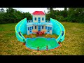 100 Days Build A Mud Tiny House, Swimming Pool & Twin Water Slide Around House Into Pool