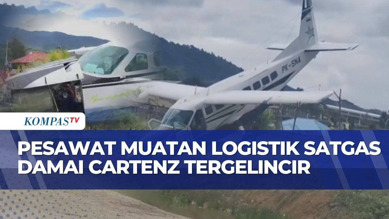 Pesawat Angkut Logistik Satgas Damai Cartenz Tergelincir di Bandara Tiom, 2 Orang Luka-Luka