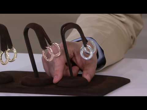 Vicenza Gold 1-1/4" Oval Diamond Cut Hoop Earrings, 14K on QVC