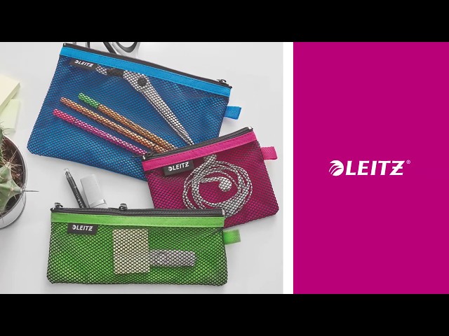Leitz WOW Bolsa Porta-Tudo Média 2 Compartimentos - Tamanho 85x6x210mm - Lavável e Durável - Fecho de Corredoura - Cor Fúcsia 40120023 - vídeo 1