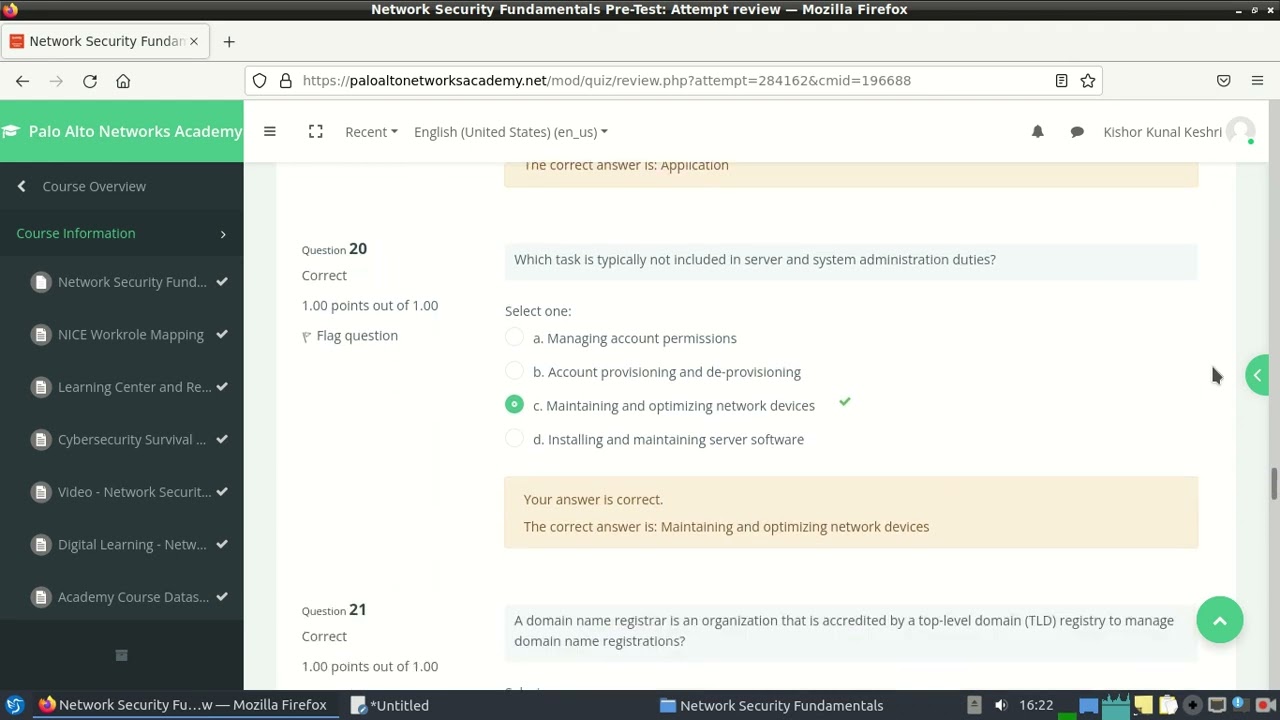 Network Security Fundamentals Pre Test Quiz