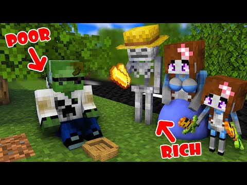 Monster School : Poor Become Rich ( Skeleton Family Sad Story ) - Minecraft Animation