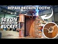 Repair BROKEN Tooth on BIG Excavator Bucket | Gouging & Welding