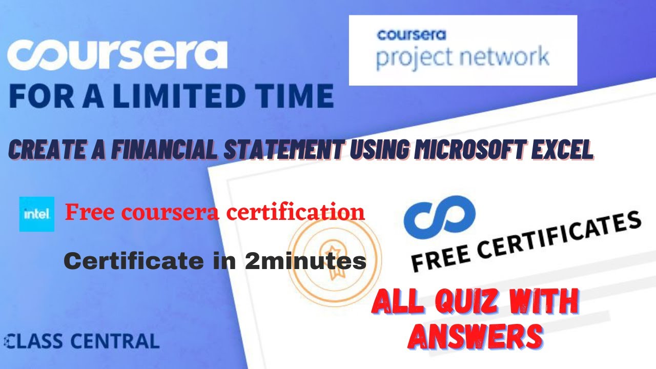 Create a Financial Statement using Microsoft Excel All Quiz  Answers.#coursera#excel#answers#learner