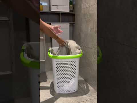 Gambar Stora Keranjang Laundry Dengan Roda 60 Liter - Putih/Hijau