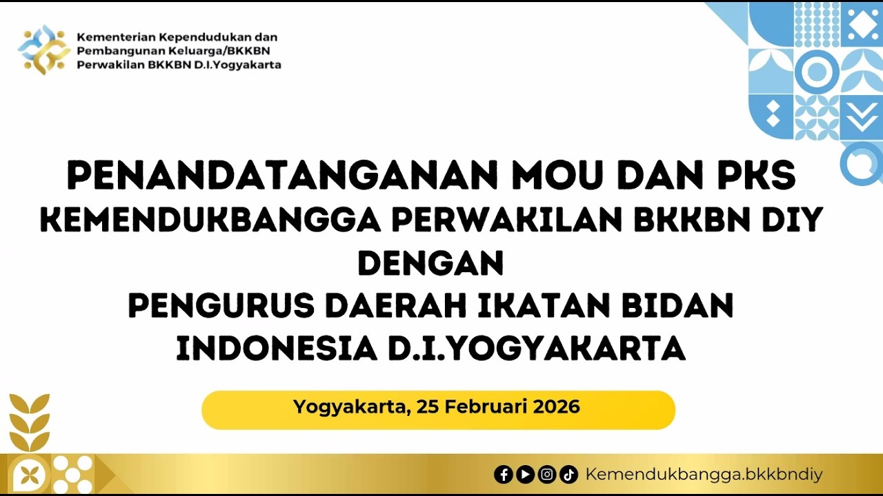 Penandatanganan MoU dan PKS Kemendukbangga BKKBN DIY dengan IBI DIY