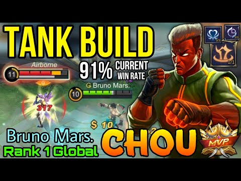 91% Win Rate Chou MVP Tank Build!! - Top 1 Global Chou by Bruno Mars. - MLBB