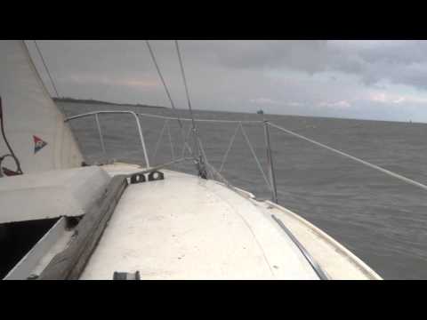 Choppy weather on the Medway in 18ft Micro Challenger