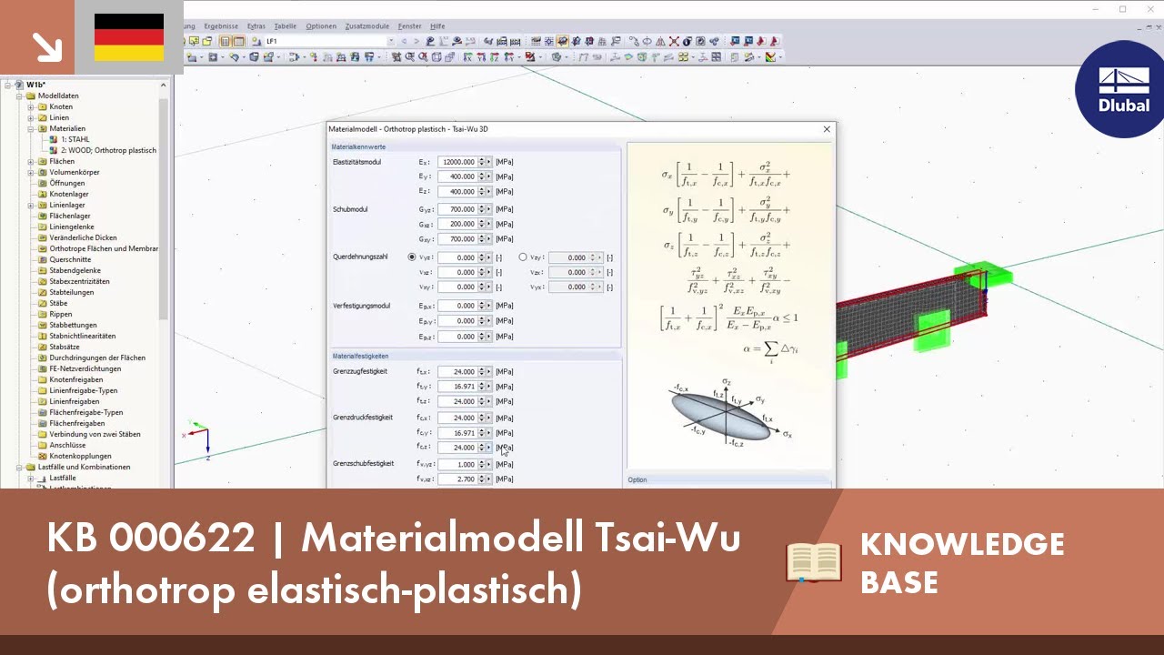 KB 000622 | Materialmodell Tsai-Wu (orthotrop elastisch-plastisch)