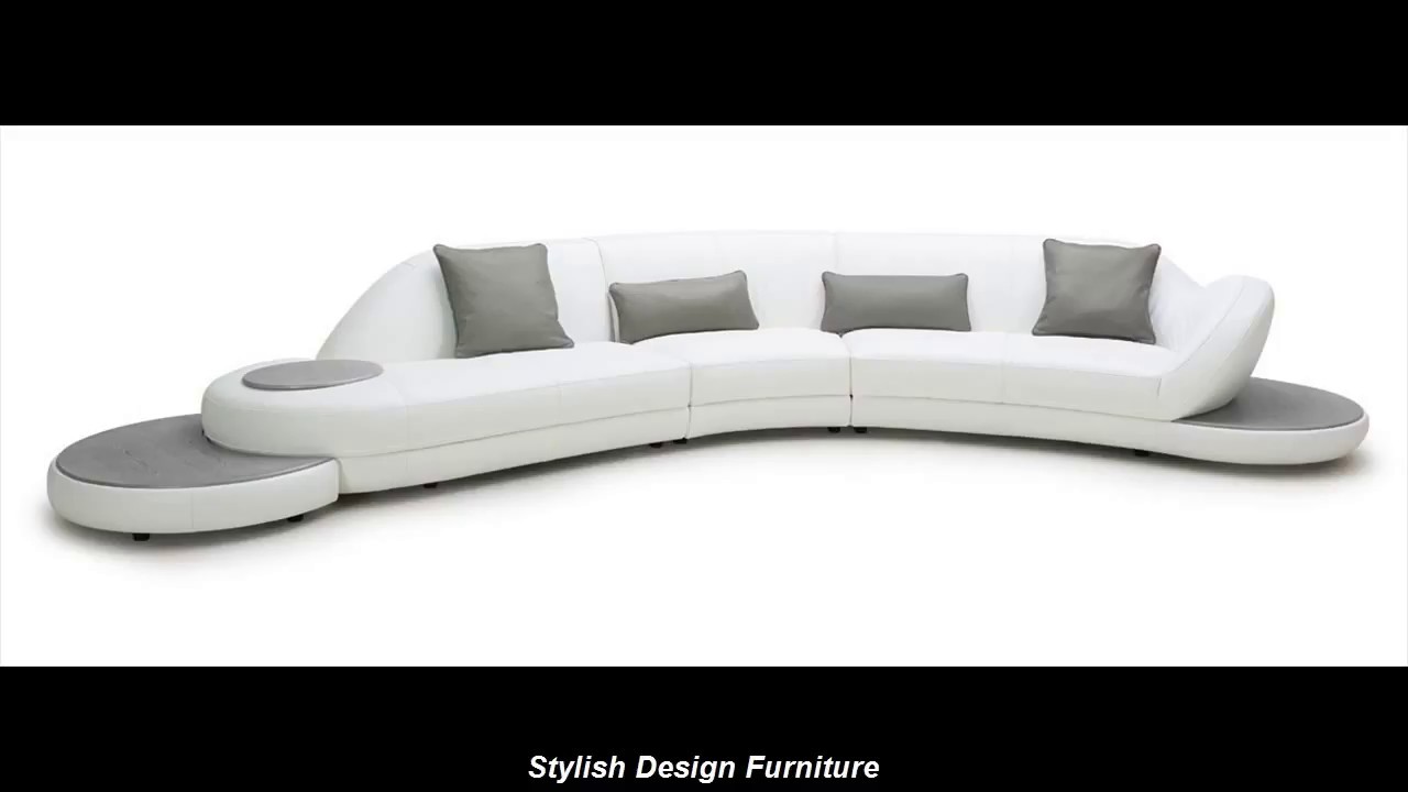 Stylish Design Furniture - Jesse White & Grey Leather Sectional Sofa