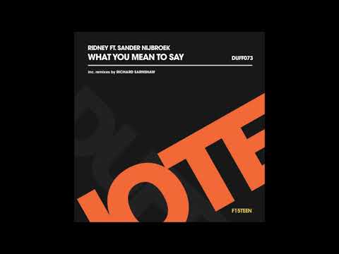 Ridney & Sander Nijbroek - What You Mean To Say (Richard Earnshaw Radio Edit)