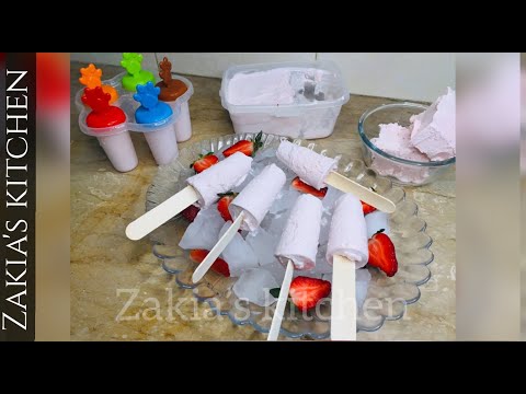 Strawberry Kulfi and Ice Cream Recipe from homemade condensed milk | Zakia's Kitchen