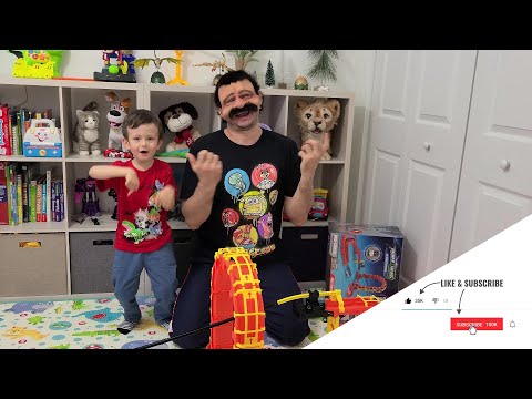 Mega Stunt Track Pack Power Treads Car Toy | Video for Children | Max Toys playtime.